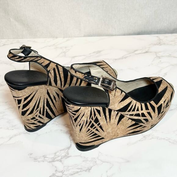 JIMMY CHOO Prova Black Laser-Cut Suede & Cork Wedge, 120mm SZ IT41 US10 $625 - Picture 8 of 12
